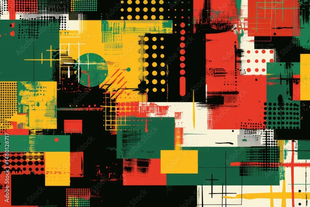 Poster abstract digital shape or line and technological cyber style particle design connect in surreal elec
