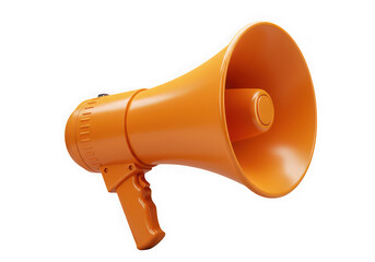 Orange megaphone isolated on transparent background for announcements, marketing, and communication use cases.