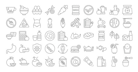 Healthy eating plan line icons