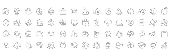 Healthy lifestyle concept icons collection
