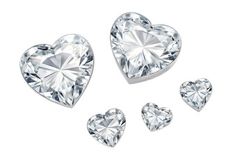 Fototapeta premium heart shape crystal valentines day symbol stickers on white background, PNG