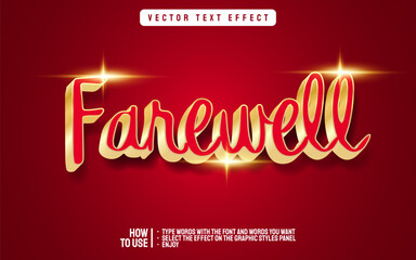 Editable farewell gold text effect