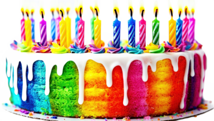 Colorful Birthday Cake with Candles