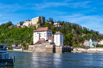 Veste Oberhaus in Passau, Germany, a fortress founded in 1219 and the stronghold of the Bishop of...