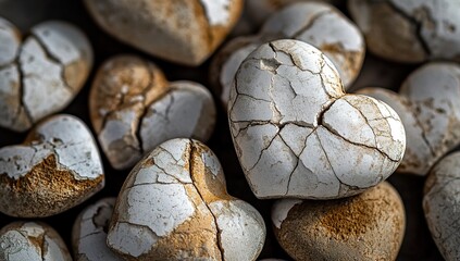 Cracked Heart-Shaped Stones