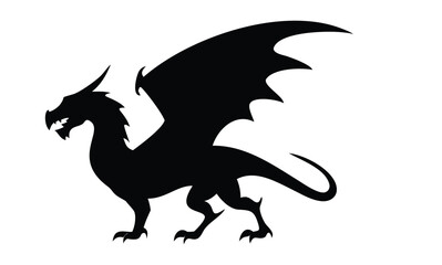 Fototapeta premium Majestic Dragon Silhouette Against a White Background