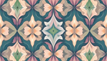 abstract seamless pattern with repeating organic shapes in pastel hues conveying calmness for home decor and spa product packaging