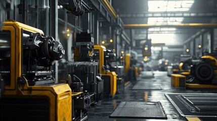 Fototapeta premium Industrial Manufacturing Workshop with Machinery and Equipment