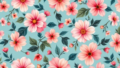ethereal seamless floral pattern with watercolor textures and flowing symmetry ideal for feminine branding and elegant digital backdrops