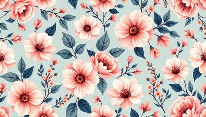 soft hand drawn floral seamless pattern with flowing organic shapes and dusty pastel hues perfect for bridal branding and seasonal fashion