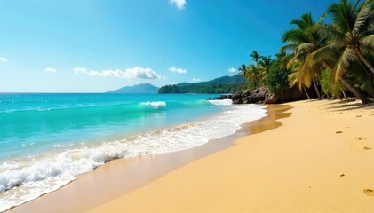 Golden sand meets turquoise waves on a Costa Rican beach , fine, tropical