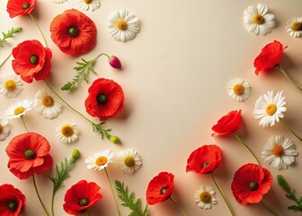Modern Minimalist Memorial Day Flower Pattern Background Stock Photo