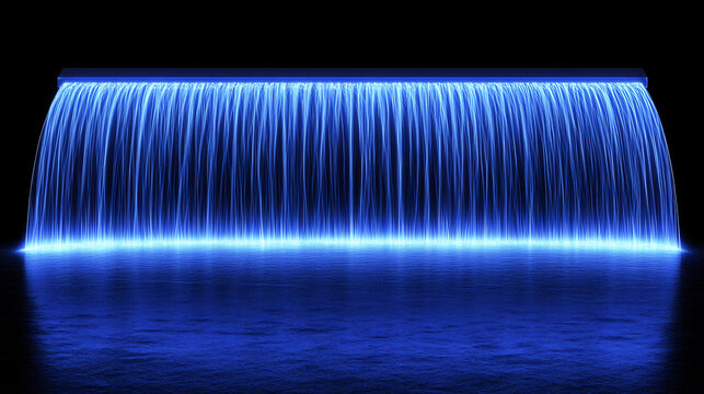  Futuristic Wide Blue Glowing Neon Energy Waterfall or Digital Data Stream on a Dark Background