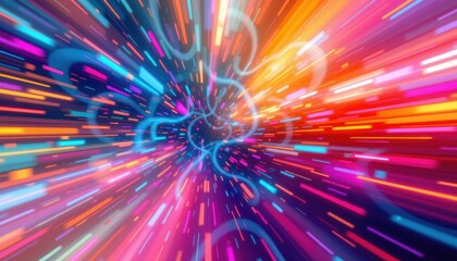 a dynamic digital abstract background with motion blur and color splash effects ideal for virtual events and tech conferences