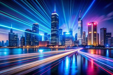 Fototapeta premium Night Cityscape Parallel Lines Graphic Design Website Background