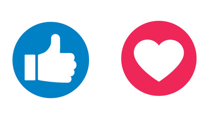 Obraz premium Thumb up and heart icon. Vector like and love icon. Ready like and love button for website and mobile app.