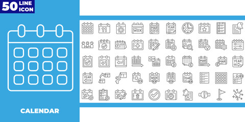 Calender line icon set collection