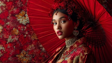 A luxurious fashion portrait of geisha 