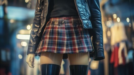 Fototapeta premium Mannequin showcasing modern stylish attire in retail display setting