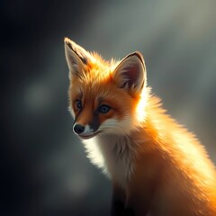 Fototapeta premium cute fox standing playing full of expression packing cheerful,Generative AI