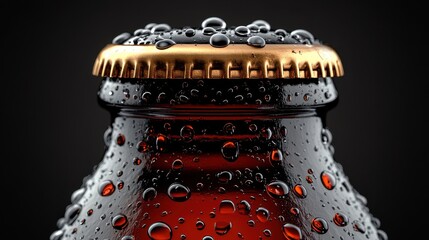 Refreshing craft beer bottle with water droplets on a solid surface ideal for stylish branding and marketing mockup