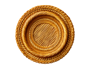 rattan woven plate on transparent background