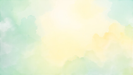 Abstract watercolor background with green and yellow colors.