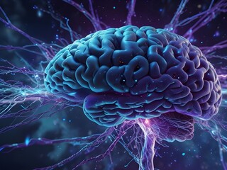 Obraz premium Human Brain and Neural Connections