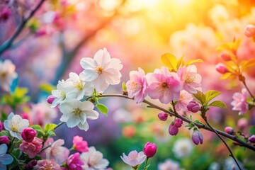 Pastel Spring Floral Background: Delicate Garden Flowers & Blossoms