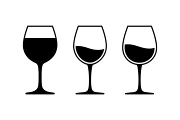 Wine glasses with different levels of wine vector