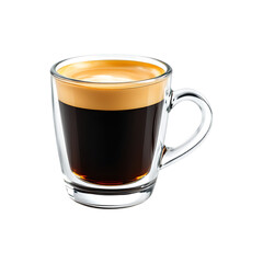 Espresso in a glass cup, isolated on transparent background.