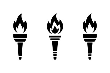 Torch flame icon symbol olympic fire vector image