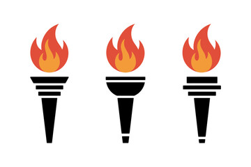 Torch flame vector icon olympic fire illustration
