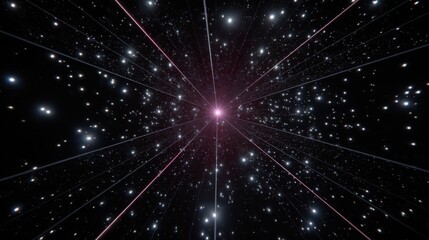 Naklejka premium A cosmic digital tunnel illusion of deep indigo and neon lights creating a mesmerizing two-giixel standard visualization in a 3000h render process.