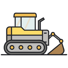 Bulldozer construction vehicle, heavy machinery for digging, earth-moving equipment