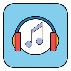 Headphones and Music Note Icon , Digital Audio Listening Design