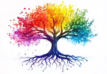 Rainbow Tree with Roots