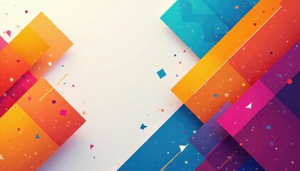 Abstract geometric shapes in vibrant colors create a dynamic and modern background for flyers , flyer, digital art, flyer design