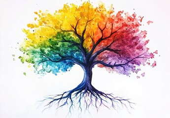 Rainbow Tree with Detailed Roots