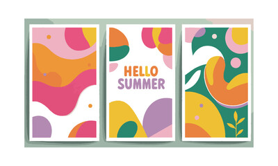 Modern abstract vector posters themed around summer style, easily scalable and editable.