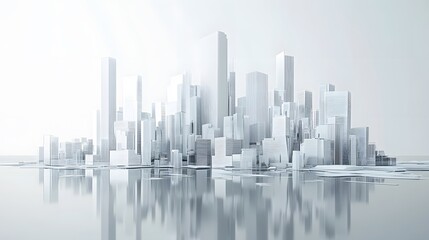 Fototapeta premium A 3D architectural rendering of a futuristic urban skyline