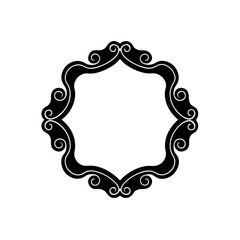 empty picture frame with ornate trim on white 