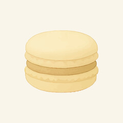 A delicious soft brown macaron with a smooth, glossy exterior and a creamy filling in the center, offering a sweet and elegant treat perfect for any occasion