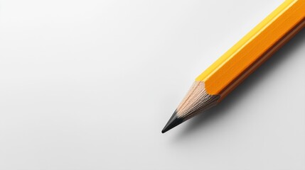 Fototapeta premium Close-Up of a Yellow Pencil on a Clean White Background for Creative and Educational Uses