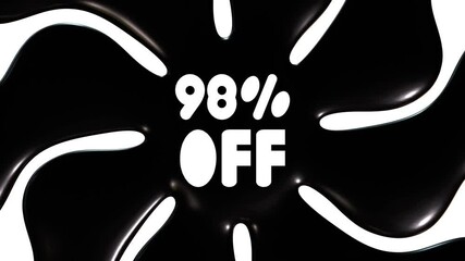 98 Percent Off With Black And White Background Animation