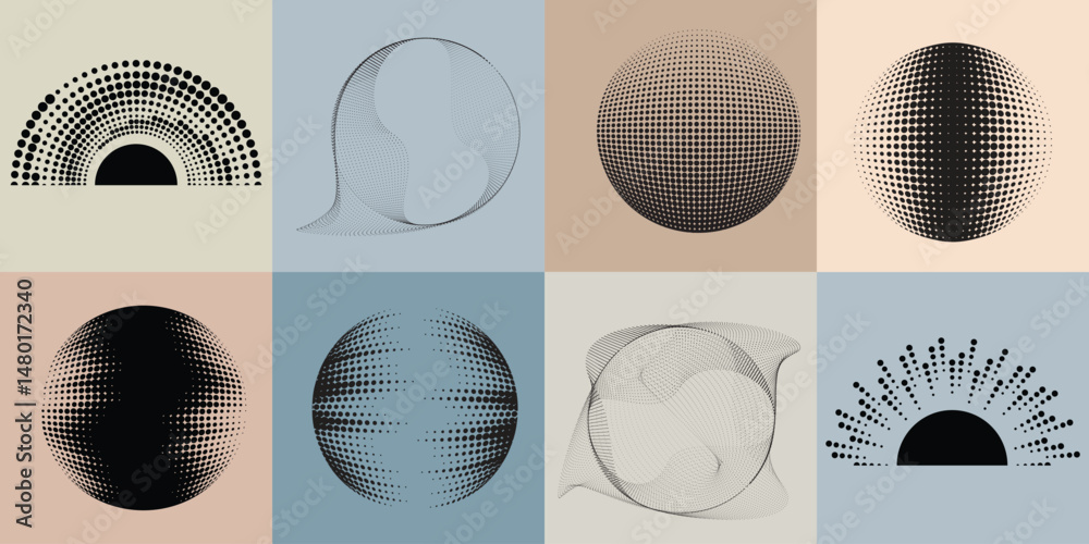 Leinwandbilder halftone dots in circle form .rotate rounded shape vector illustration .rotating circles form a ring