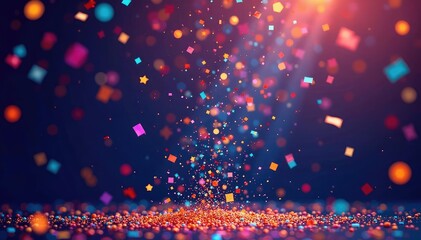 Colorful confetti bursts from a banner celebrating an achievement Perfect for celebratory backgrounds and announcements , colorful, accomplishment, achievement