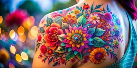 Summer Floral Tattoo Design: Long Exposure Photography Art
