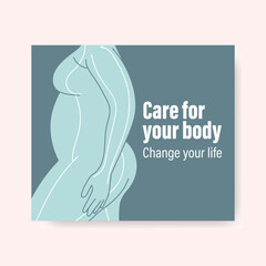 minimalist female body health illustration with wellness and self care message