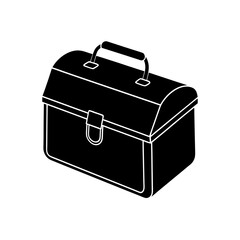 metal lunchbox with latch on white background